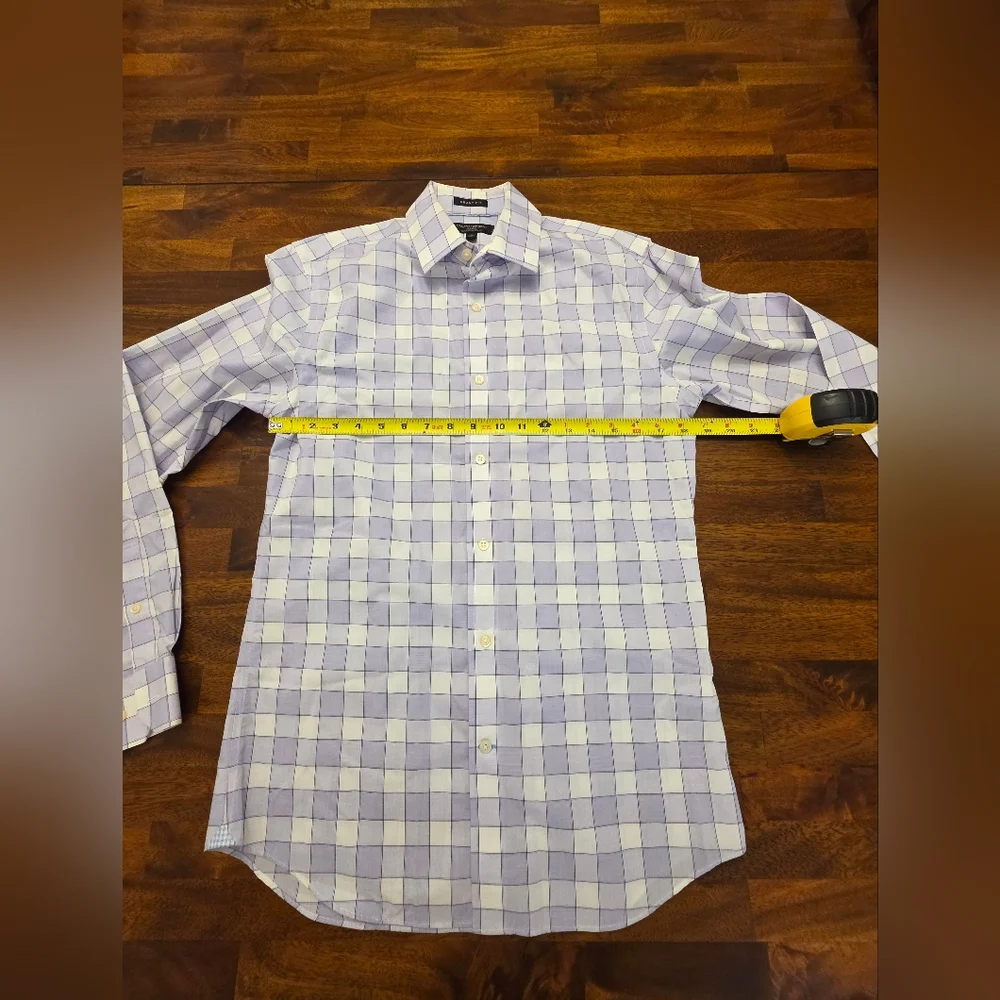 Banana Republic‎ White and Purple Checkered Dress Shirt Small. Sku88